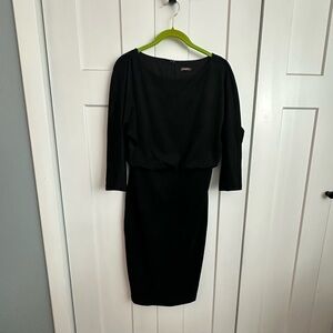 J. McLaughlin Classic Black Long Sleeve Dress Faux Suede